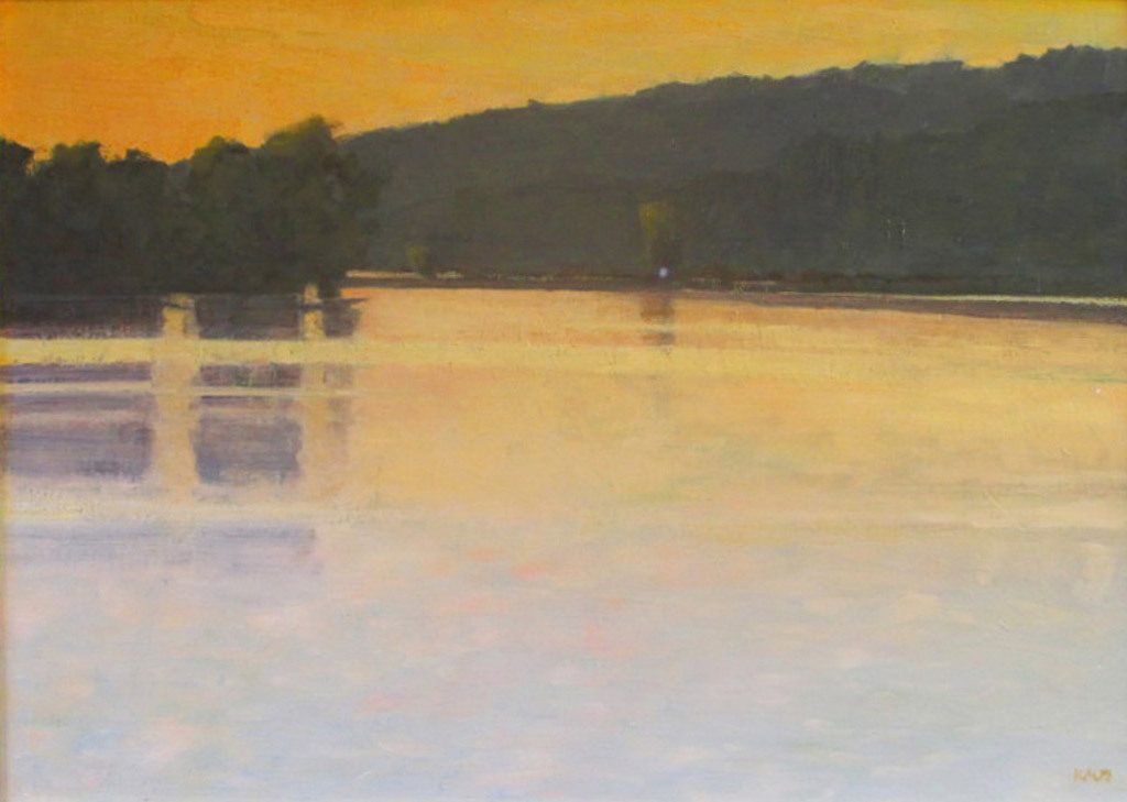 Ken Klos, Columbia River Sunset, oil on canvas