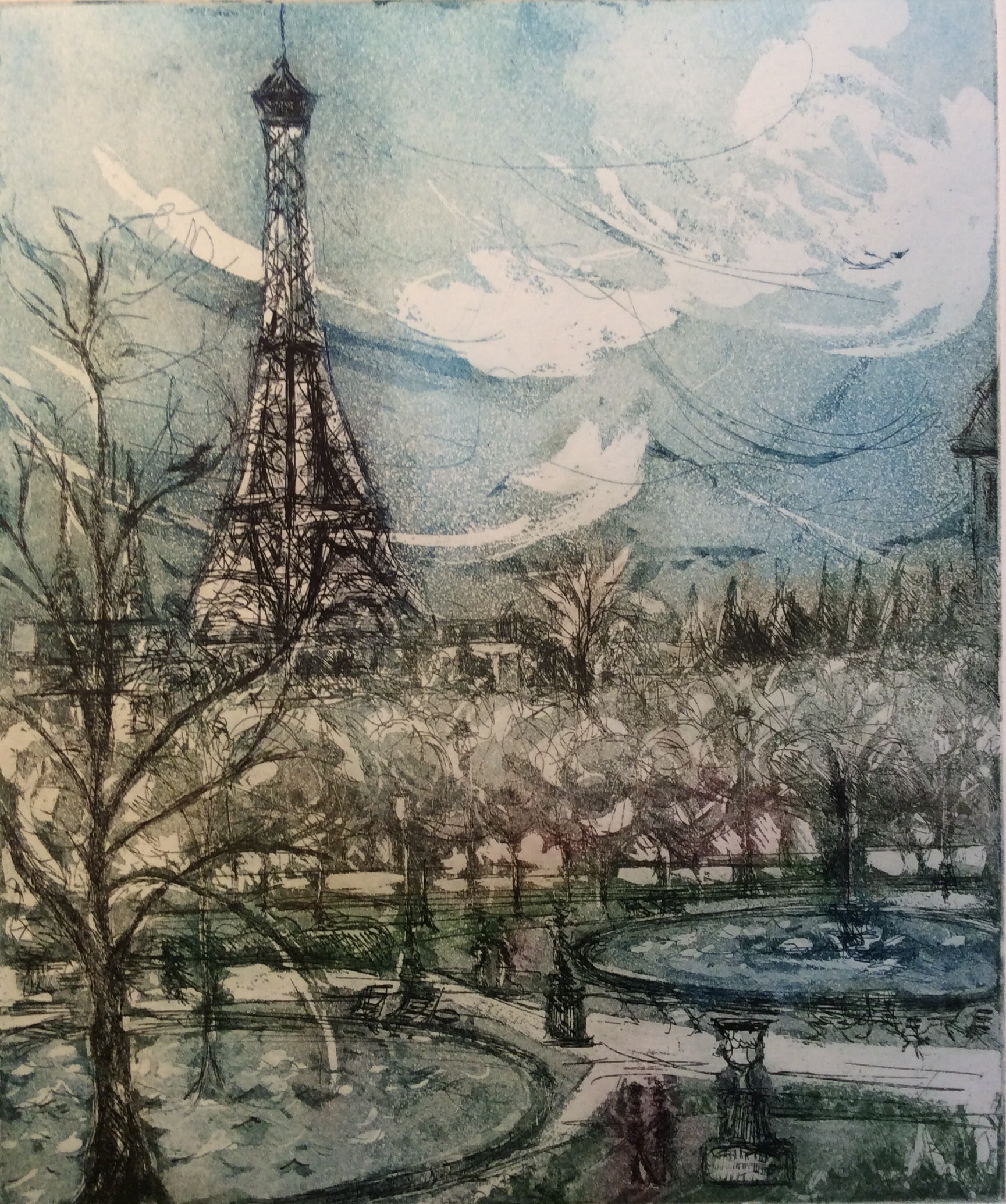 Jani Hoberg, Tuileries Tower, etching