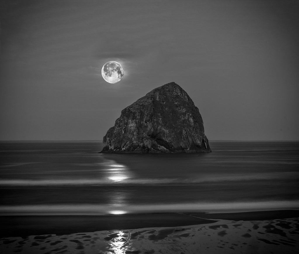 Bruce Clark, Moon Over Oregon Coast, digital photo