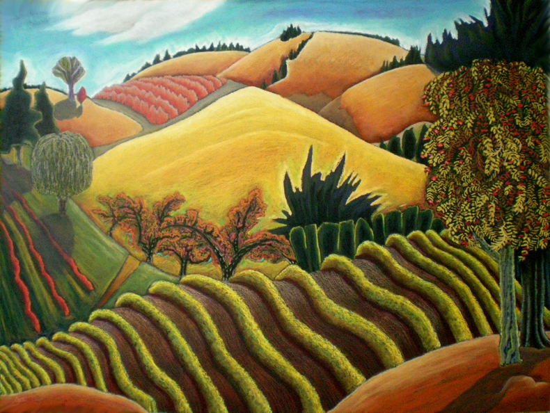 Jane Aukshunas, Foliage Frolic, oil pastel