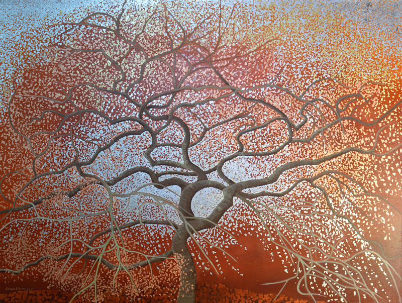 Joan Metcalf, Penny's Maple Tree, oil and metal leaf