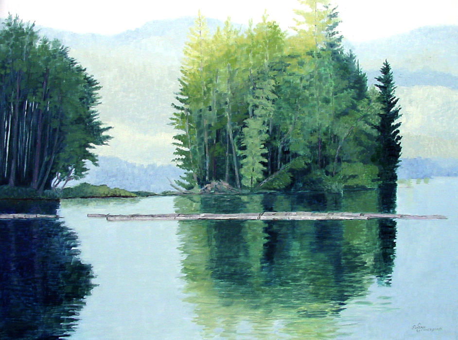 Susan Comerford, Island in the Lake, oil