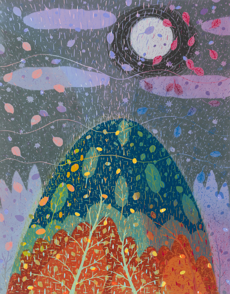 Noriko Sugita, Full Moon, reduction woodcut